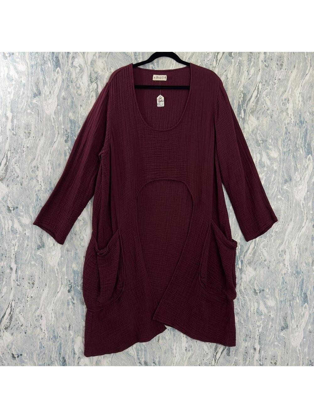 Boho Burgundy Layered Tunic Dress (M)
